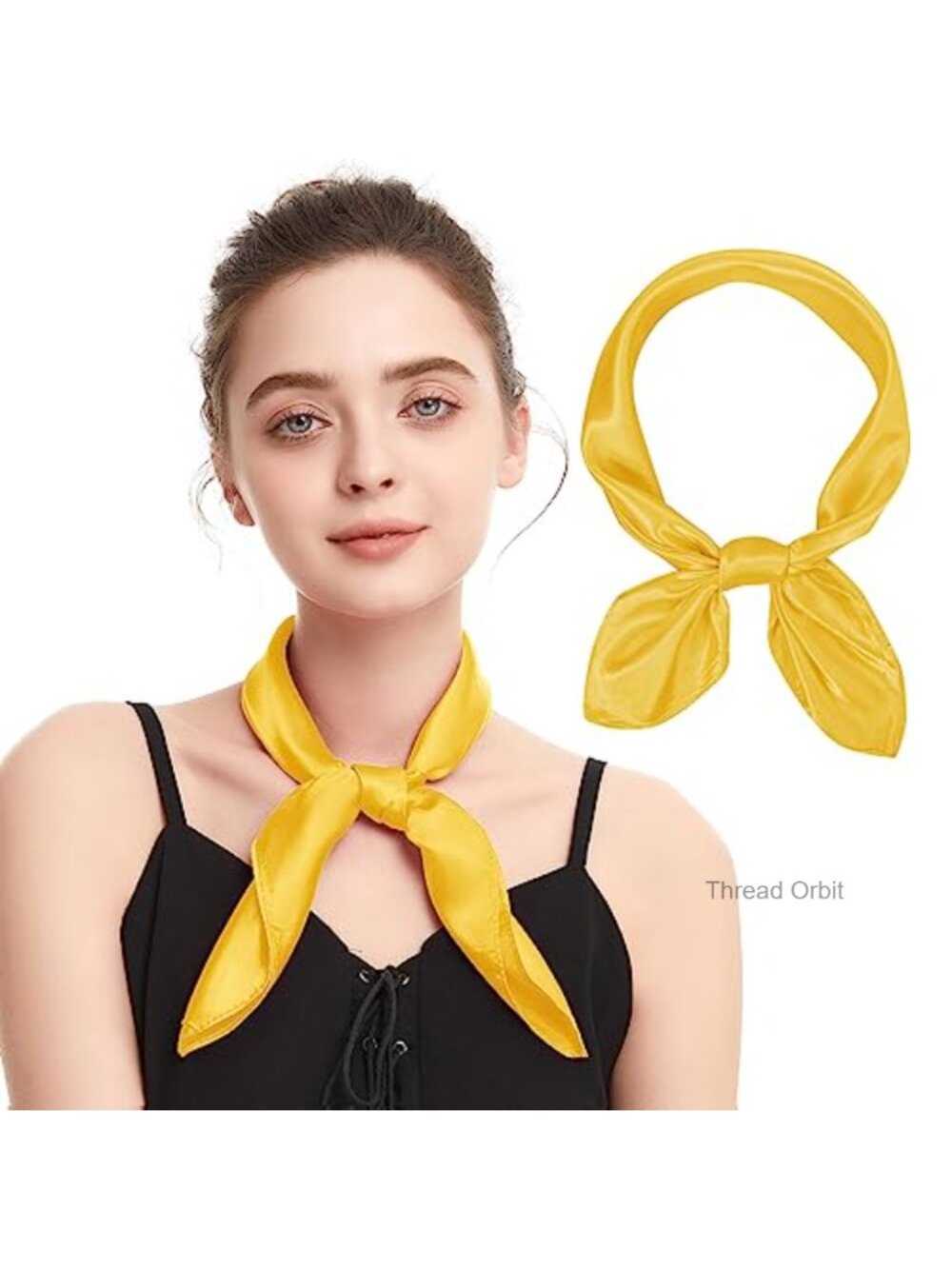 Polyester Satin Square Scarf Hair Wrap Neckerchief Handbag Accessory